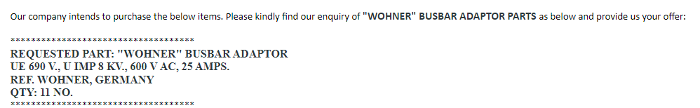 【询价】船用配件采购—”WOHNER”（CK-D20230529-02）询价-泰州昌宽社区-报价采购-船用采购网-船舶物料采购-船务服务-一站式船用设备供应服务