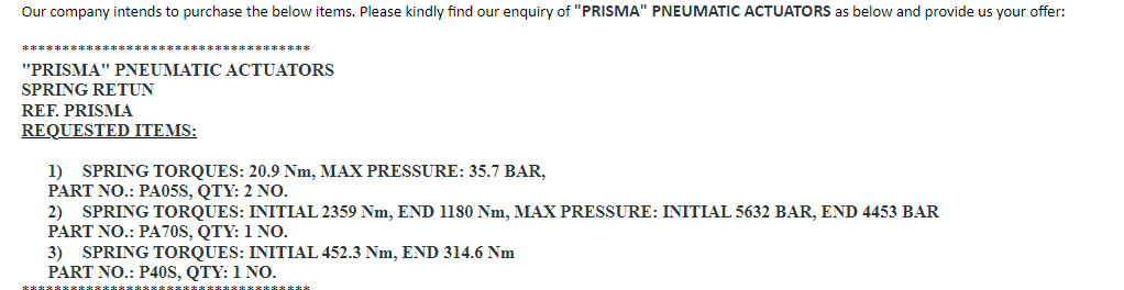 【询价】船用配件采购—PRISMA气动执行器（CK-D20230515-01）询价-泰州昌宽社区-报价采购-船用采购网-船舶物料采购-船务服务-一站式船用设备供应服务