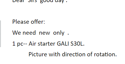 【询价】船用配件采购—要新的空气起动器GALIS30L（CK-J20230612-04）询价-泰州昌宽社区-报价采购-船用采购网-船舶物料采购-船务服务-一站式船用设备供应服务