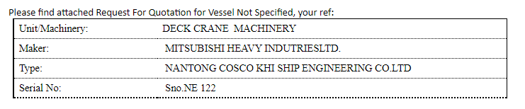【询价】船用配件采购—甲板起重机（CK-H20230727-09）询价-泰州昌宽社区-报价采购-船用采购网-船舶物料采购-船务服务-一站式船用设备供应服务