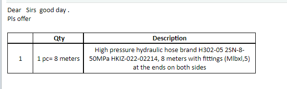 【询价】船用配件采购—高压液压软管（CK-J20230815-04）询价-泰州昌宽社区-报价采购-船用采购网-船舶物料采购-船务服务-一站式船用设备供应服务