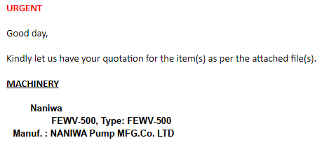 【询价】船用配件采购—NANIWA FEWV-500备件询价（CK-J20231013-03）询价-泰州昌宽社区-报价采购-船用采购网-船舶物料采购-船务服务-一站式船用设备供应服务