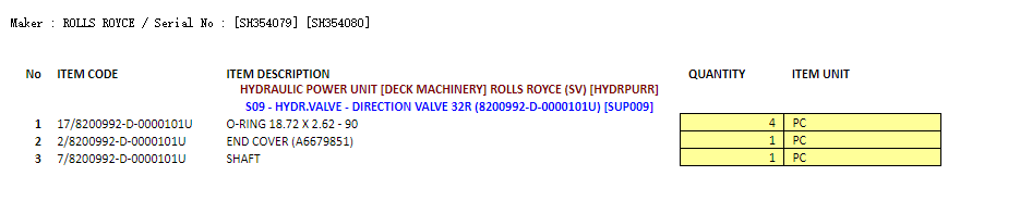 【询价】船用配件采购—Rolls Royce配件（CK-R20231010-06）询价-泰州昌宽社区-报价采购-船用采购网-船舶物料采购-船务服务-一站式船用设备供应服务