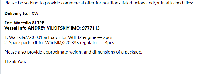 【询价】船舶配件—Wartsila备件（CK-R20231117-38）询价-泰州昌宽社区-报价采购-船用采购网-船舶物料采购-船务服务-一站式船用设备供应服务