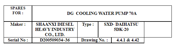 【询价】船舶配件—DG冷却水泵70A备件（CK-H20231128-05）询价-泰州昌宽社区-报价采购-船用采购网-船舶物料采购-船务服务-一站式船用设备供应服务