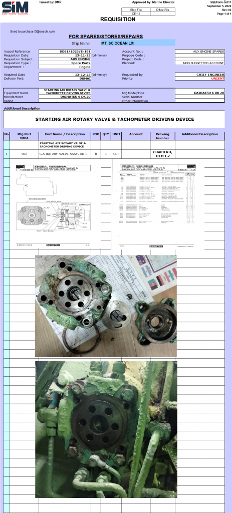 【询价】船舶配件—大发备件（CK-R20231114-15）询价-泰州昌宽社区-报价采购-船用采购网-船舶物料采购-船务服务-一站式船用设备供应服务