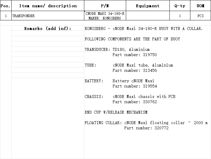 【询价】船舶配件—应答器（CK-H20231123-04）询价-泰州昌宽社区-报价采购-船用采购网-船舶物料采购-船务服务-一站式船用设备供应服务