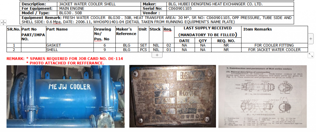 【询价】船舶配件—冷却器垫片/外壳（CK-Y20240119-15）询价-泰州昌宽社区-报价采购-船用采购网-船舶物料采购-船务服务-一站式船用设备供应服务