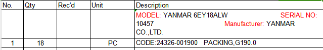 【询价】船舶配件—YANMAR备件（CK-C20240119-19）询价-泰州昌宽社区-报价采购-船用采购网-船舶物料采购-船务服务-一站式船用设备供应服务