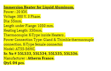 【询价】船舶配件—液态铝熔化加热器（CK-Y20240112-02）询价-泰州昌宽社区-报价采购-船用采购网-船舶物料采购-船务服务-一站式船用设备供应服务