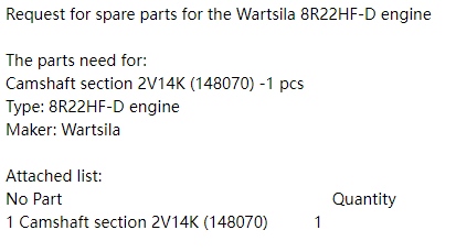 【询价】船舶备件—Wartsila凸轮轴节（CK-C20240227-11）询价-泰州昌宽社区-报价采购-船用采购网-船舶物料采购-船务服务-一站式船用设备供应服务