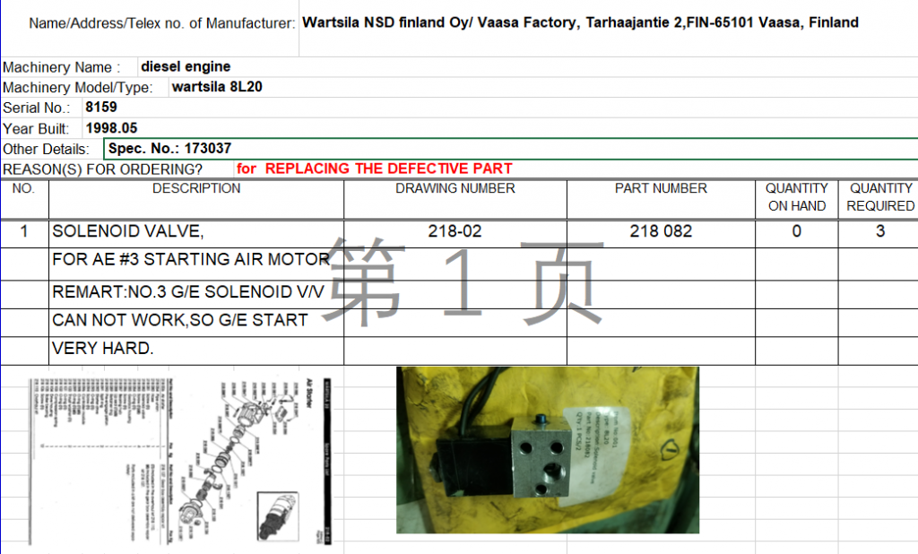 【询价】船舶备件—瓦锡兰8L20配件（CK-C20240202-03）询价-泰州昌宽社区-报价采购-船用采购网-船舶物料采购-船务服务-一站式船用设备供应服务