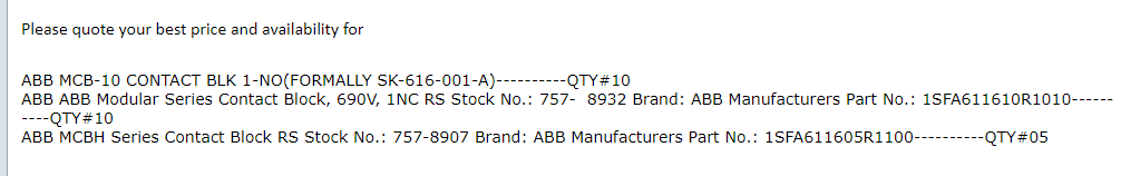 【询价】船舶备件—ABB接触块（CK-J20240320-12）询价-泰州昌宽社区-报价采购-船用采购网-船舶物料采购-船务服务-一站式船用设备供应服务