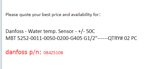 【询价】船舶备件—DANFOSS水温传感器（CK-J20240328-17）询价-泰州昌宽社区-报价采购-船用采购网-船舶物料采购-船务服务-一站式船用设备供应服务