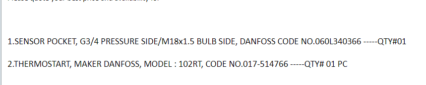 【询价】船舶备件—DANFOSS配件（CK-J20240401-01）询价-泰州昌宽社区-报价采购-船用采购网-船舶物料采购-船务服务-一站式船用设备供应服务