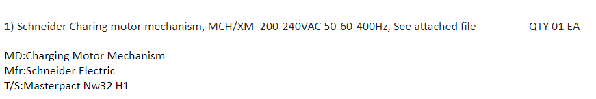 【询价】船舶备件—施耐德充电电机（CK-J20240509-02）询价-泰州昌宽社区-报价采购-船用采购网-船舶物料采购-船务服务-一站式船用设备供应服务