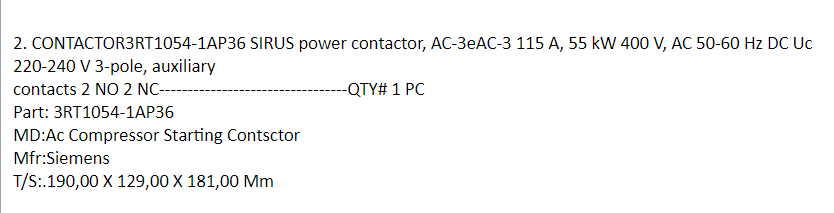 【询价】船舶备件—SIEMENS电源接触器（CK-J20240726-03）询价-泰州昌宽社区-报价采购-船用采购网-船舶物料采购-船务服务-一站式船用设备供应服务