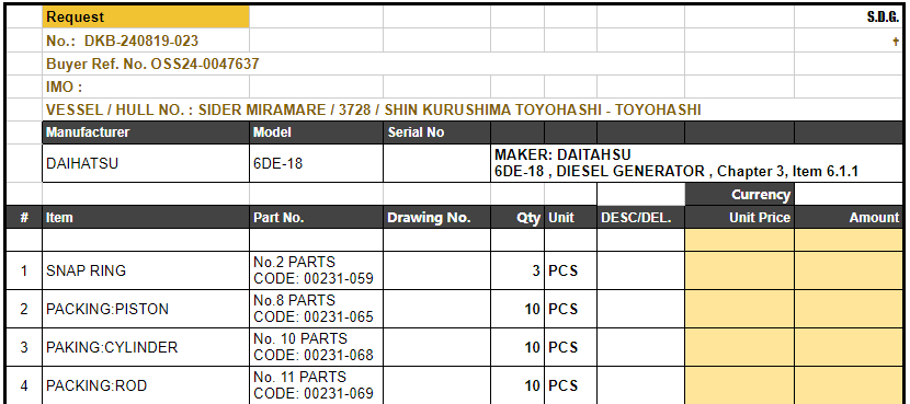 【询价】船舶备件—DAIHATSU备件（CK-L20240821-10）询价-泰州昌宽社区-报价采购-船用采购网-船舶物料采购-船务服务-一站式船用设备供应服务