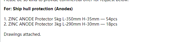 【询价】船舶备件—锌阳极保护器（CK-R20240909-01）询价-泰州昌宽社区-报价采购-船用采购网-船舶物料采购-船务服务-一站式船用设备供应服务