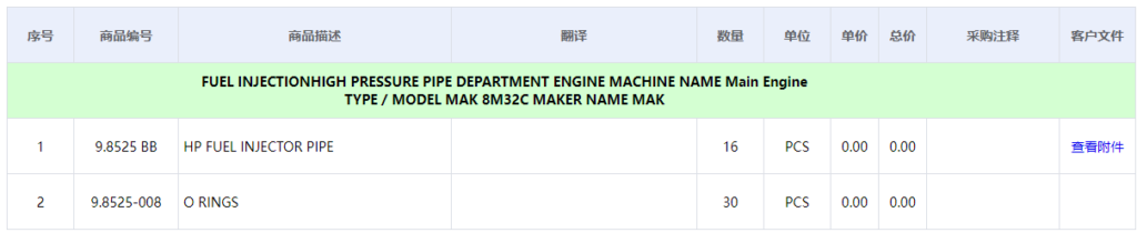 【询价】船舶备件—喷射管/O型环（CK-C20240904-08）询价-泰州昌宽社区-报价采购-船用采购网-船舶物料采购-船务服务-一站式船用设备供应服务