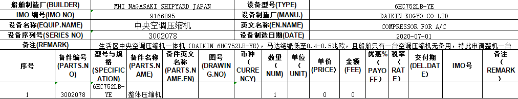 【询价】船舶备件—压缩机（CK-C20240905-14）询价-泰州昌宽社区-报价采购-船用采购网-船舶物料采购-船务服务-一站式船用设备供应服务