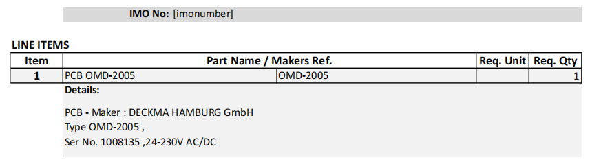 【询价】船舶备件—PCB OMD-2005（CK-R20240918-17）询价-泰州昌宽社区-报价采购-船用采购网-船舶物料采购-船务服务-一站式船用设备供应服务