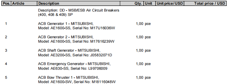 【询价】船舶备件—MITSUBISHI备件（CK-L20240925-07）询价-泰州昌宽社区-报价采购-船用采购网-船舶物料采购-船务服务-一站式船用设备供应服务