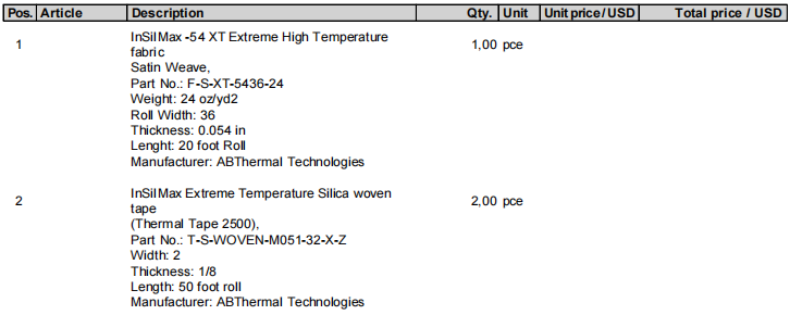 【询价】船舶备件—ABThermal备件（CK-L20240926-01）询价-泰州昌宽社区-报价采购-船用采购网-船舶物料采购-船务服务-一站式船用设备供应服务