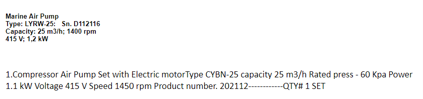 【询价】船舶备件—泵备件（CK-J20241011-26）询价-泰州昌宽社区-报价采购-船用采购网-船舶物料采购-船务服务-一站式船用设备供应服务