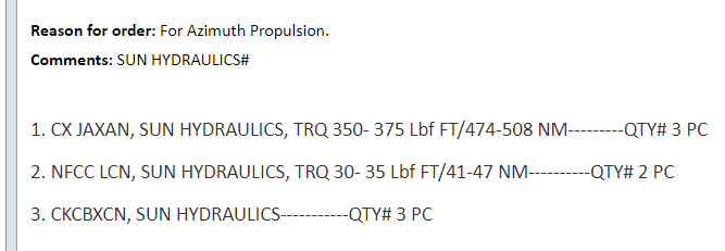 【询价】船舶备件—SUN备件（CK-J20241030-01）询价-泰州昌宽社区-报价采购-船用采购网-船舶物料采购-船务服务-一站式船用设备供应服务