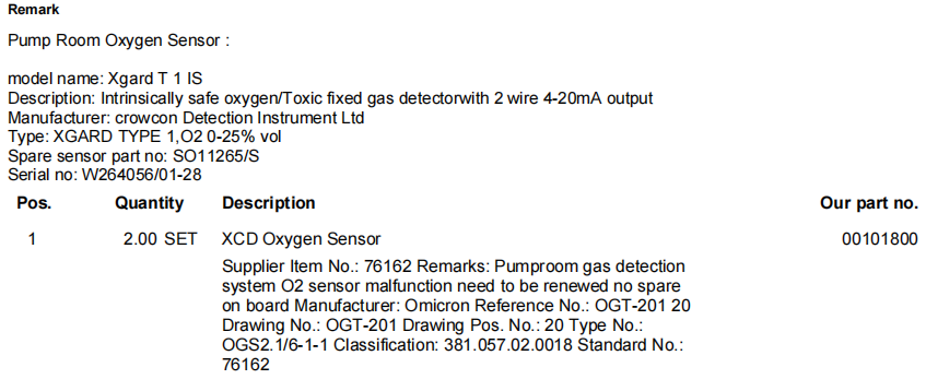 【询价】船舶备件—XCD氧传感器（CK-R20241015-13）询价-泰州昌宽社区-报价采购-船用采购网-船舶物料采购-船务服务-一站式船用设备供应服务