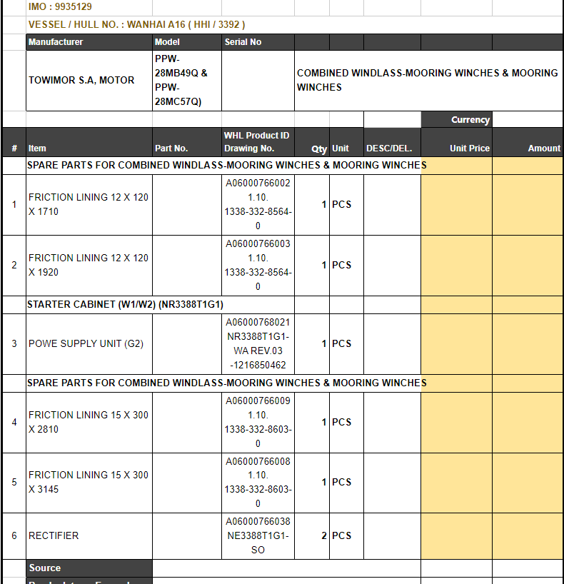 【询价】船舶备件—TOWIMOR备件（CK-L20241107-15）询价-泰州昌宽社区-报价采购-船用采购网-船舶物料采购-船务服务-一站式船用设备供应服务