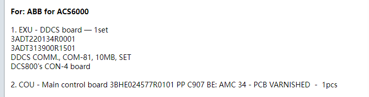 【询价】船舶备件—ABB备件（CK-20241121-32）询价-泰州昌宽社区-报价采购-船用采购网-船舶物料采购-船务服务-一站式船用设备供应服务