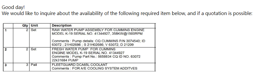 【询价】船舶备件—CUMMINS备件（CK-20241122-20）询价-泰州昌宽社区-报价采购-船用采购网-船舶物料采购-船务服务-一站式船用设备供应服务