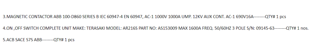 【询价】船舶备件—ABB/TERASAKI备件（CK-20241128-32）询价-泰州昌宽社区-报价采购-船用采购网-船舶物料采购-船务服务-一站式船用设备供应服务