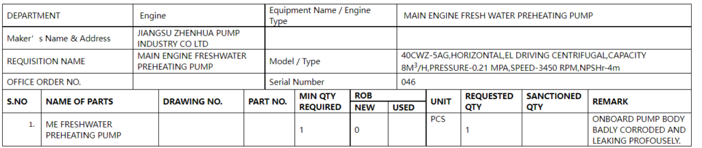 【询价】船舶备件—ME淡水预热泵（CK-L20241105-21）询价-泰州昌宽社区-报价采购-船用采购网-船舶物料采购-船务服务-一站式船用设备供应服务