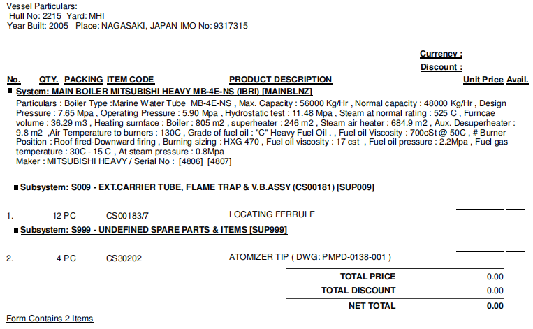 【询价】船舶备件—MITSUBISHI备件（CK-20241119-32）询价-泰州昌宽社区-报价采购-船用采购网-船舶物料采购-船务服务-一站式船用设备供应服务